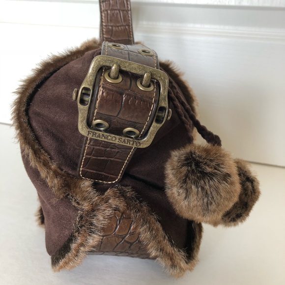 Dark Brown Fur Pom Bag - Picture 3 of 4